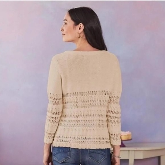 SUNDANCE Cloudscape Button Front Cardigan Beige S - Picture 3 of 10